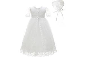 perfect petal Baby Girls Baptism Christening Dress 3Pcs Infant Toddler Floral Embroidered Lace Gown