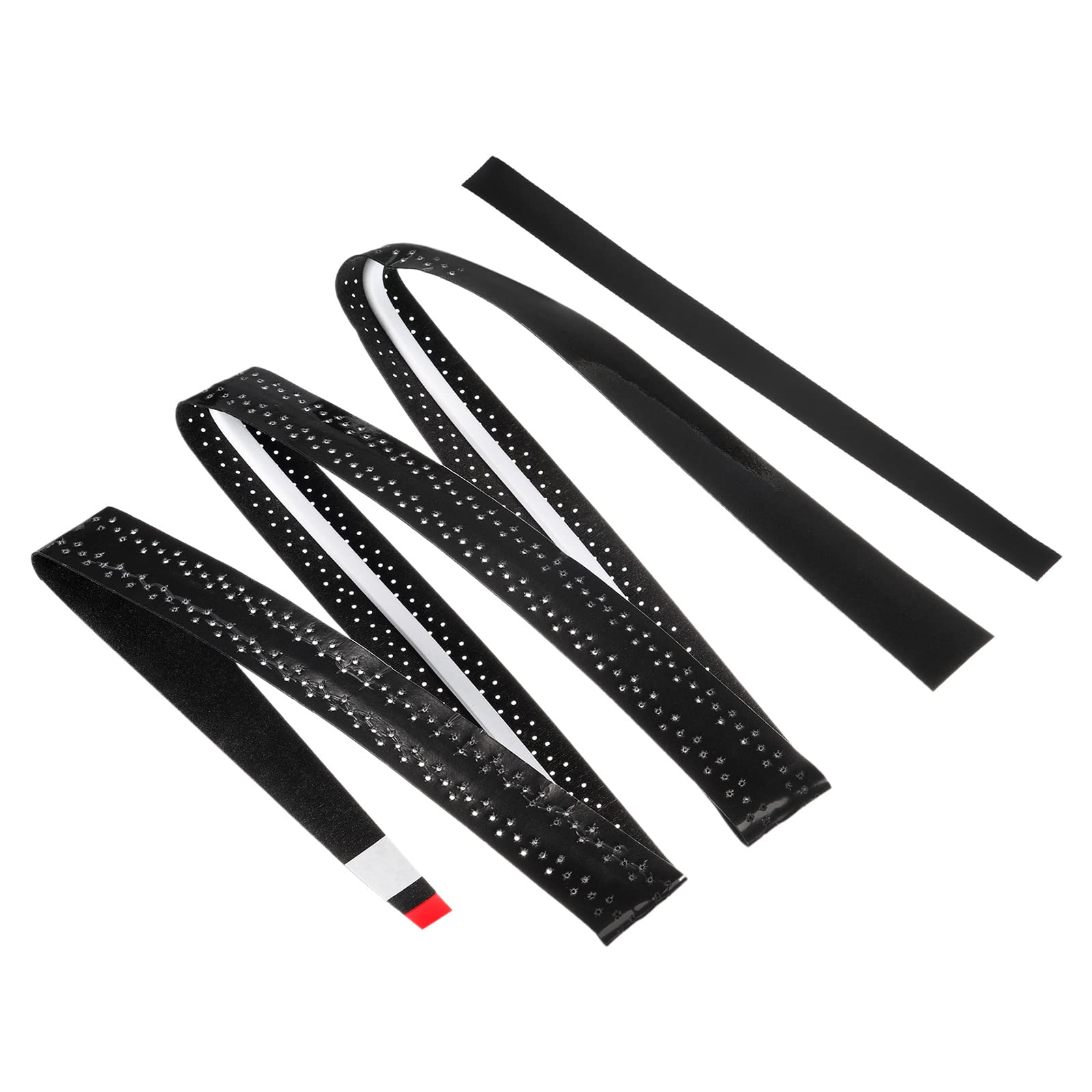 PATIKIL 43.3" Tennis Racket Grip Tape with Damping Ridges, 6 Pack Overgrip Perforated Absorbent Non-Slip for Badminton Fishing Rod, Black