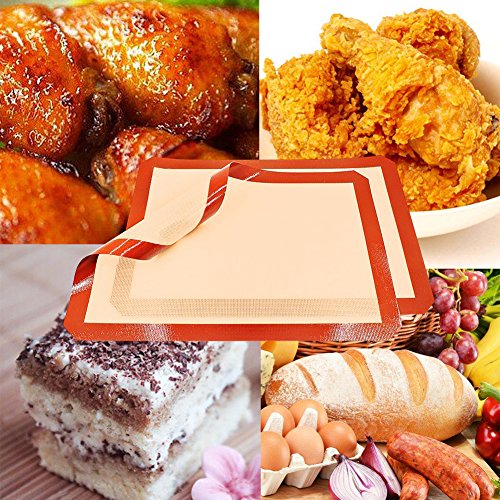 Silicone Baking Mat 3 Pack Silicone Mat for Baking Sheets Nonstick for Baking Sheet Cookie Bread -Macaron/Pastry/Cookie/Bun/Bread Making (16.5" x11.6â€)