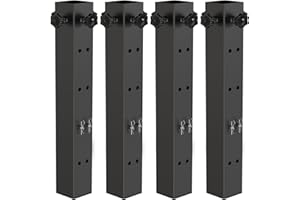 IRENPORU 4 Pack 2.3" Diameter Super Heavy Carbon Steel Bed Risers fit College Dorm Square Wooden Bed Frame, Table, Dorm Bed Riser Adjustable to 3.2", 5.1", 8.1" or 11.2" Heights