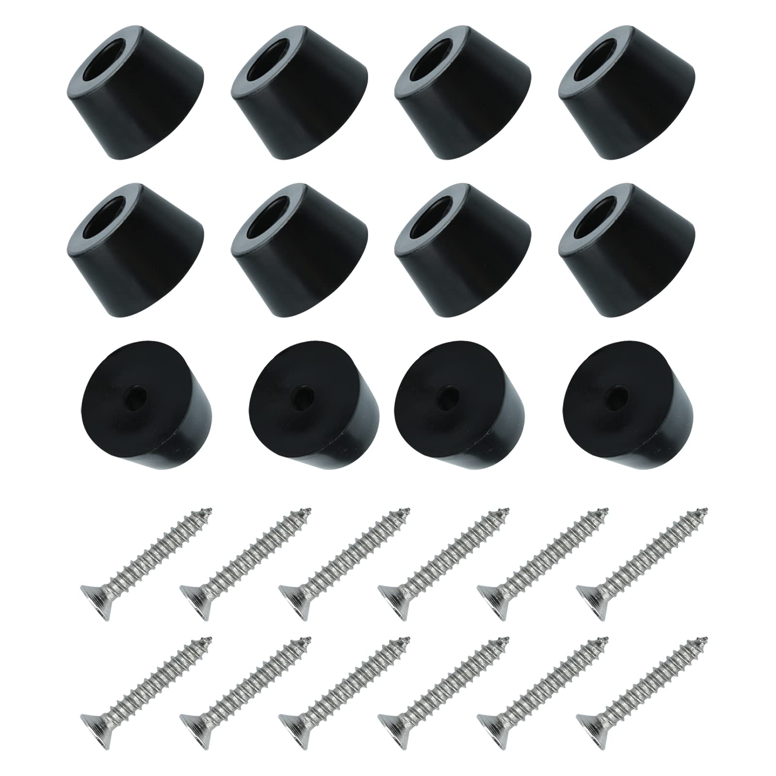 METALLIXITY Rubber Bumper Feet (24x15mm/0.95"x0.59") 12Pcs, Round Floor Protectors with Metal Washer and Screws - for Home Tables Chairs, Black