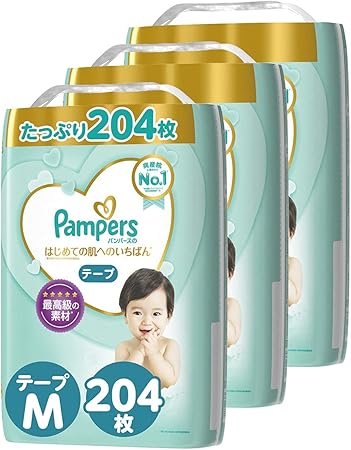 Amazon テープ Mサイズ パンパース オムツ はじめての肌へのいちばん 6 11kg 4枚 68枚 3パック ケース品 Amazon限定品 パンパース おむつ