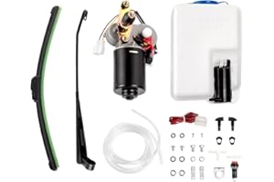 SKCOAUTO UTV Windshield Wiper Kit Electric Universal Wiper Motor Kit 12V Compatible with Polaris Ranger RZR Can Am Maverick X3 Commander Defender Pioneer Golf Cart 90° Wipe Sweep