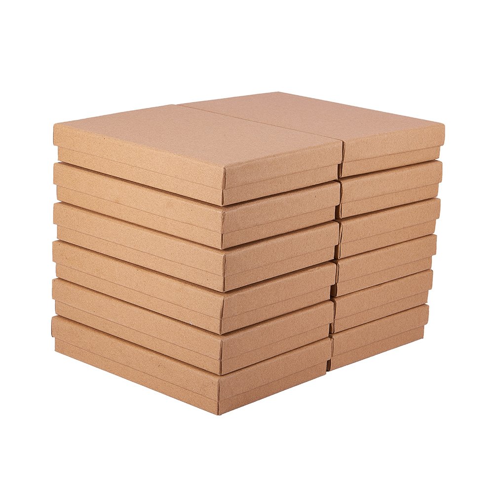 BENECREAT 12 Pack Necklace Ring Box 18x12.5x3cm Kraft Brown Rectangle Cardboard Jewelry Boxes Large Gift Box for Wedding Party Birthdays — image 1