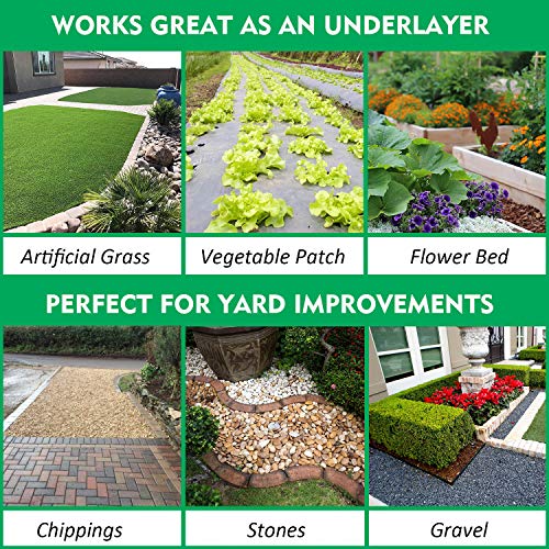 kdgarden Premium 5oz Pro Weed Barrier Landscape Fabric Ground Cover Heavy Duty Commercial Anti-Weed Gardening Mat, 5ft x 250ft, Black - Thumbnail 5