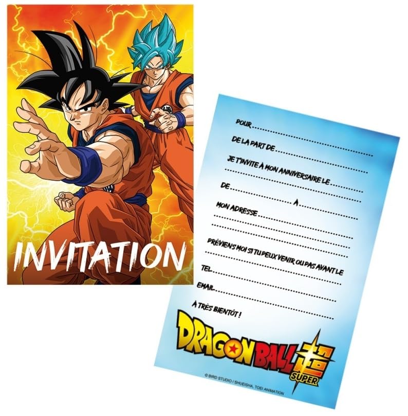 Chaks 12809-DB, Pack of 8 Birthday Invitations 15 x 10 cm Dragon Ball®