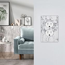 White Gray Marble 1 Gang Outlet Plate Covers