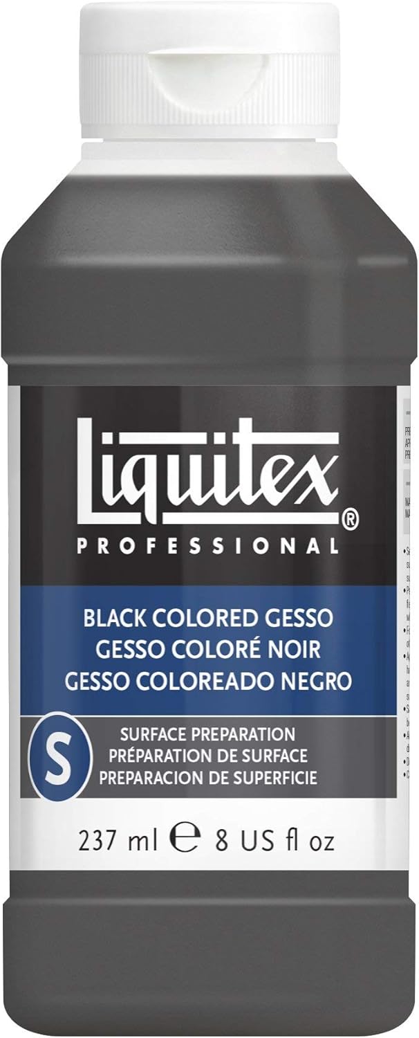 Liquitex Professional Black Gesso Surface Prep Medium Bottle, 8-Ounce