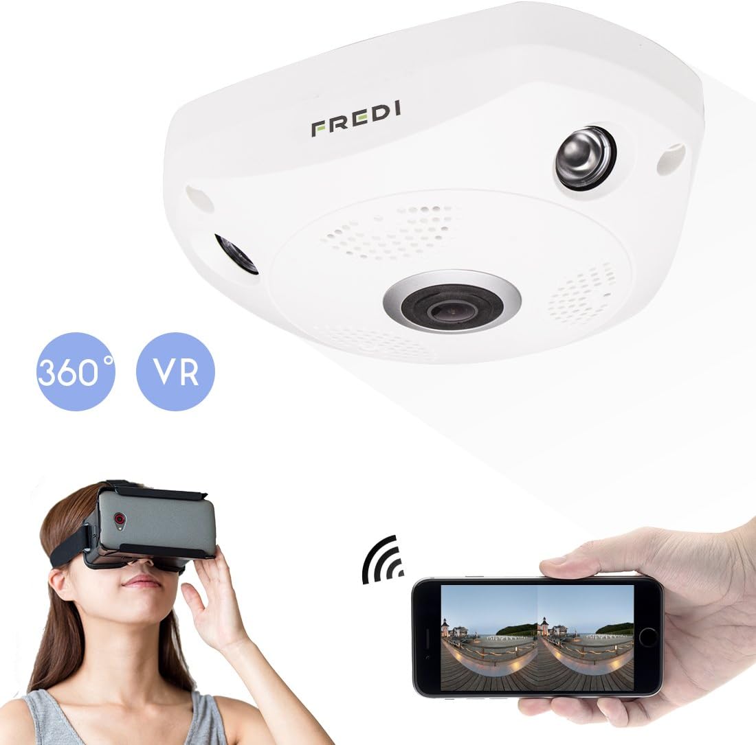 FREDI Hidden Camera Wireless/Wired 360-Degree HD Network Surveillance Camera 960P HD WiFi Security Camera with 360 Degrees Panoramic Range (Work Perfectly with 960P or Above Resolution HD DVR)