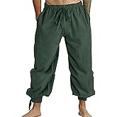 Mens Pirate Linen Pants Medieval Viking Navigator Costume Trousers Renaissance Lace Up Cosplay Pants
