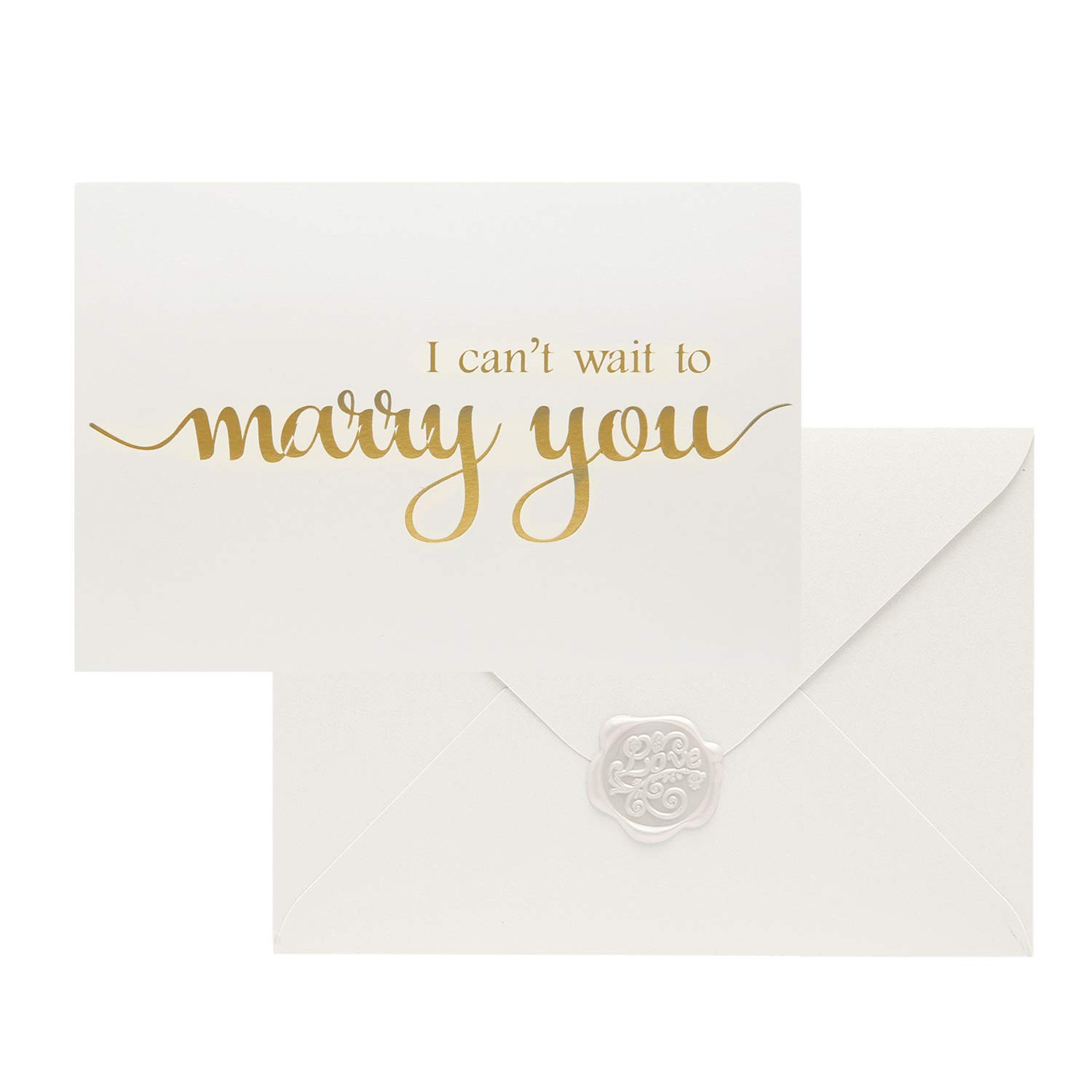 MarHermoso I Can't Wait to Marry You Wedding Day Card, to Your Bride or Groom, Gold Foil Notecard Love Note Before I Do(No.3)