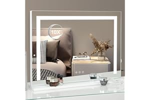 iCREAT Vanity Mirror with Lights Large Hollywood Makeup Mirror with Light Strip Lighted Vanity Mirror with 3 Color Modes,Wall-Mounted and Tabletop Mirror with USB ChargingPort18×22.8Inch,White