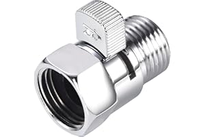 CHUANGTIM Chrome Water Flow Control Valve, G1/2" Shower Head Flow Control Valve, Brass Shut Off Valve for Handheld Shower, Water Pressure Regulator Replacement for Shower System