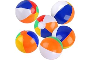 Rindion 6 Pack Beach Balls, 10 Inch Beach Balls for Kids, Rainbow Color Pool Toys Pool Balls for Swimming Pool, Beach Toys Inflatable Ball for Summer Parties and Water Games