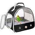 Bird Travel Carrier, Portable Small Bird Parrot Parakeet Carrier with Standing Perch and Soft Mat, Side Access Window Collapsible to Carry and Transport Birds Vet Visit (NO Tray)