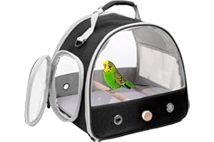 Bird Travel Carrier, Portable Small Bird Parrot Parakeet Carrier with Standing Perch and Soft Mat, Side Access Window Collaps