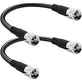 RFAdapter Cable de puente PL259, cable de puente RG8x de 1 pie, paquete de 2 cables coaxiales de antena CB de 12 pulgadas, 50