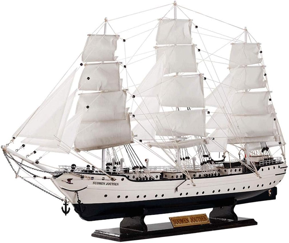 FRF Crafts- Mediterranean Wooden Sailing Ship Model Decoration Home Living Room Decoration Crafts (Color : White, Size : 100x20x60cm)