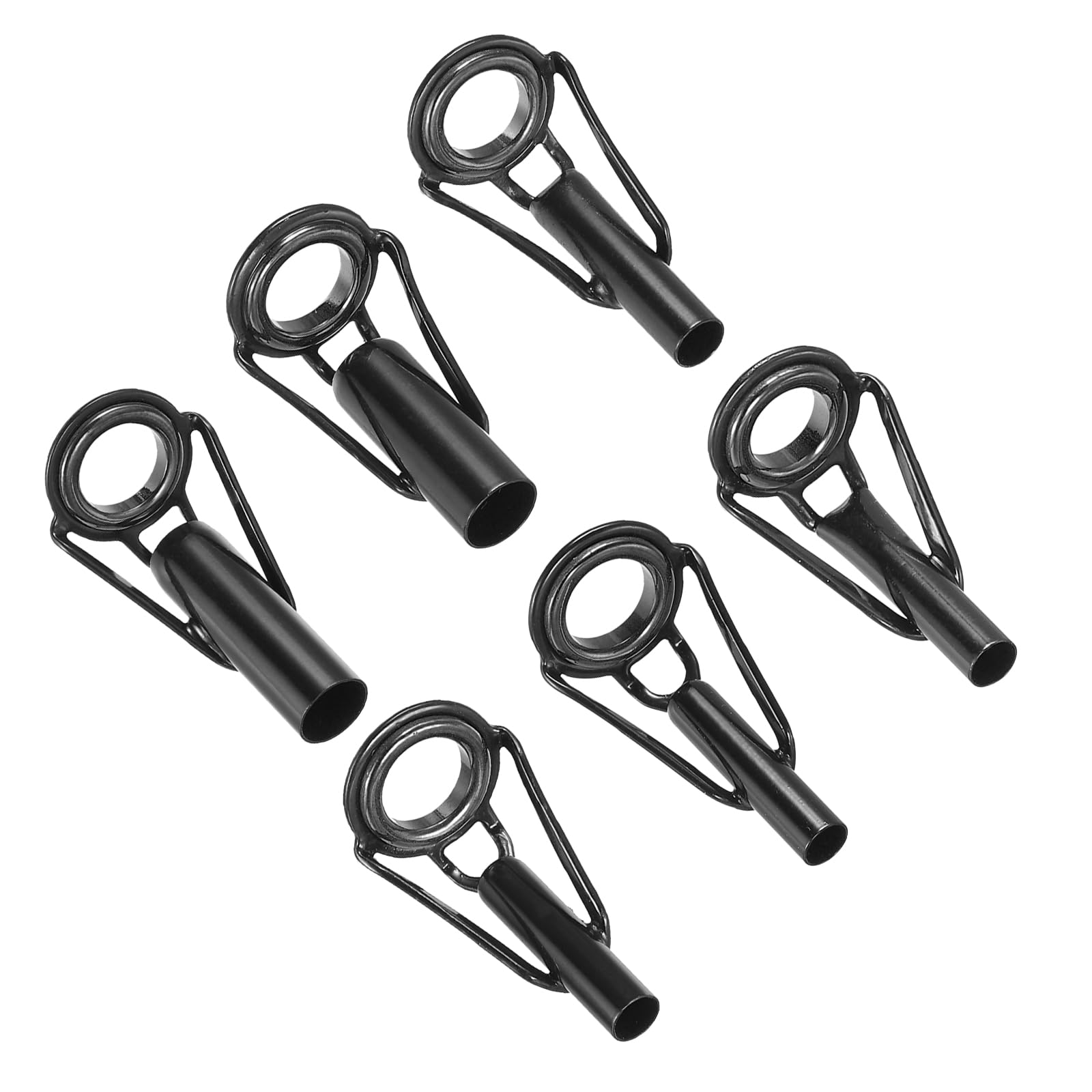 PATIKIL 3.0-6.5mm Fishing Rod Tip Repair Kit, 6pcs Stainless Steel Pole Ring Guide Replacement for Saltwater Freshwater Fishing, Black