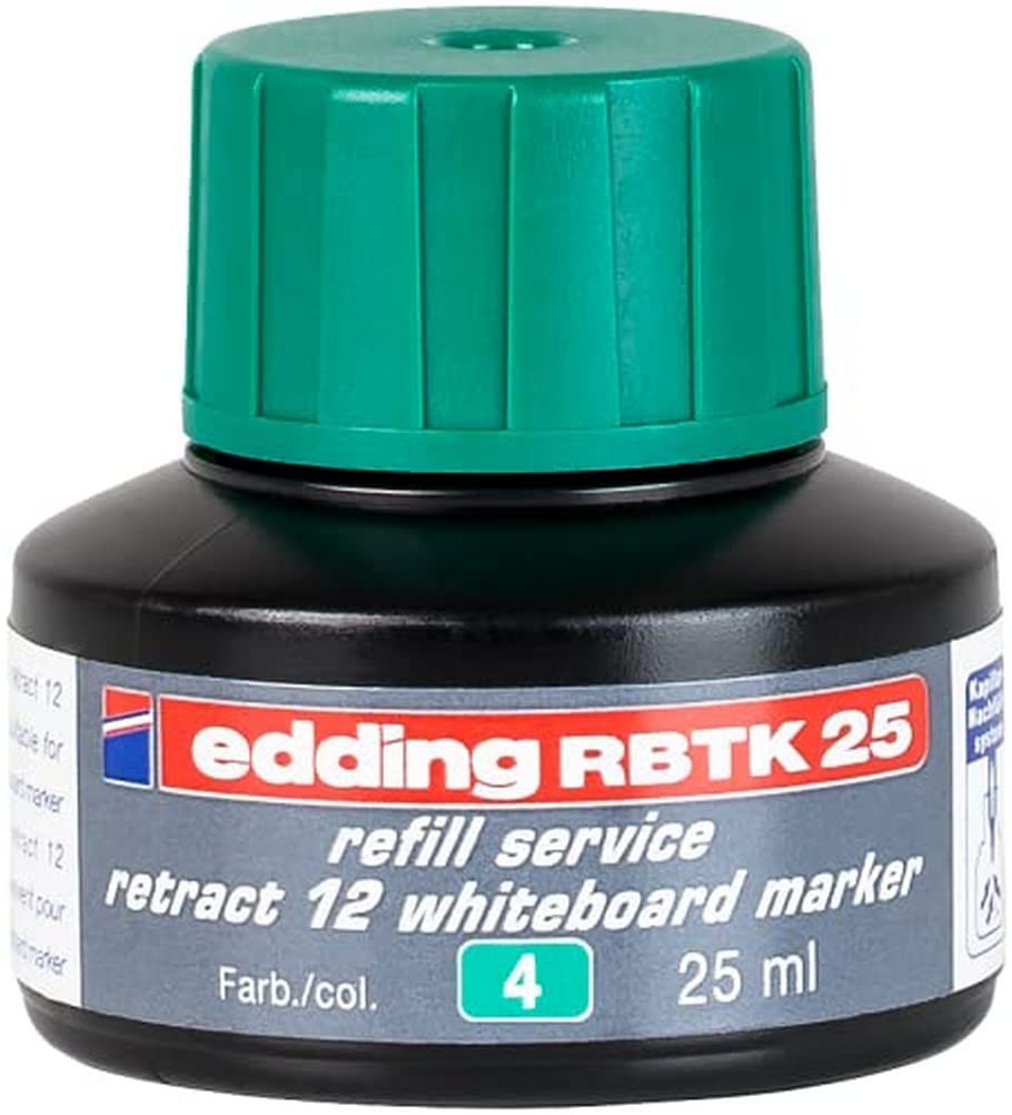 edding Rbtk 25 Refill Ink - Green - 25 Ml - With Capillary System, Ideal For Clean And Uncomplicated Refilling Of The Whiteboard Marker Retract 12 — image 1