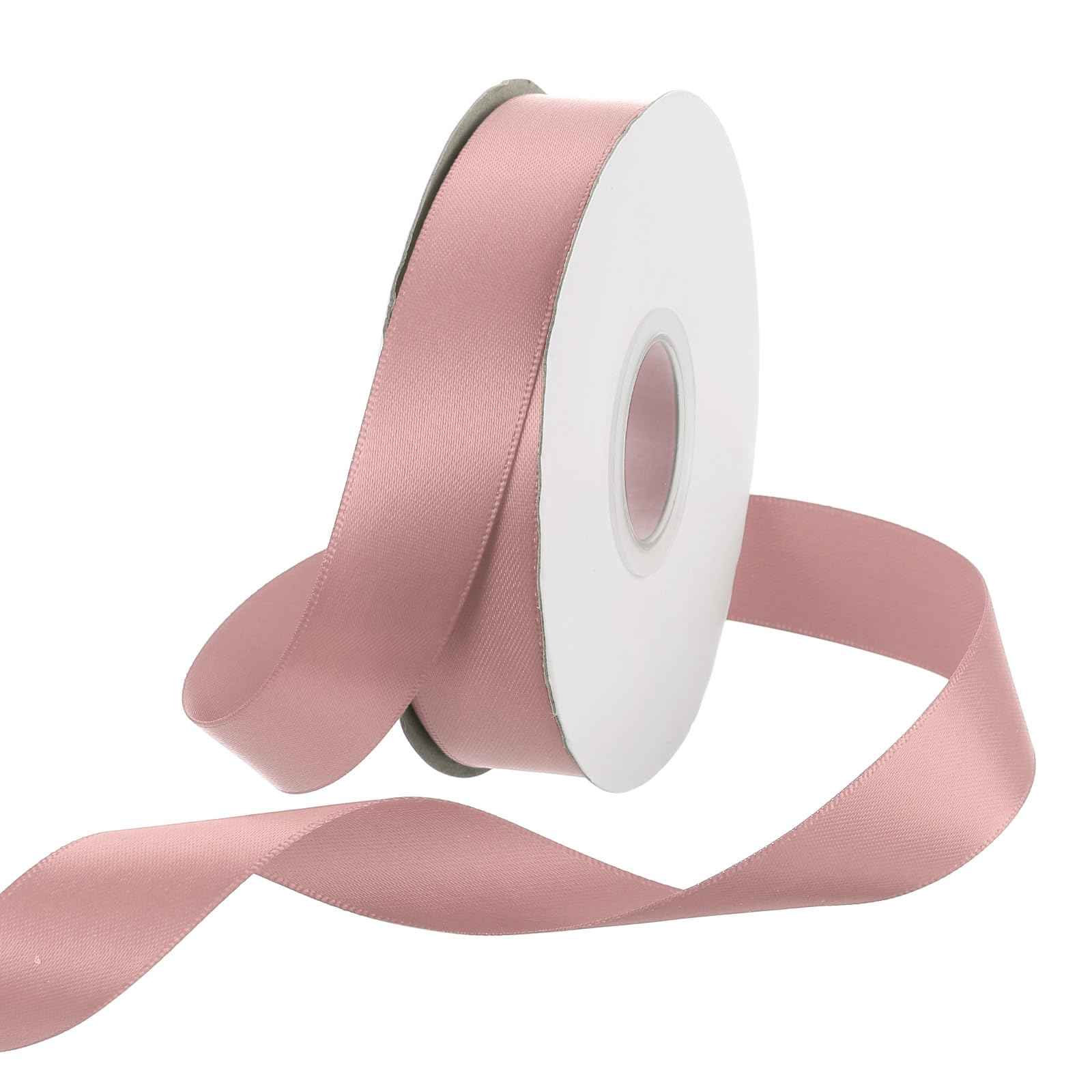 Rebower 25mm Satin Ribbon 23m Thick Double Face Grosgrain Silk Ribbon, [for Gift Wrapping, Hair Bows, Wedding, Cake, Flower] - 25 Yard/75ft/ Rose Pink