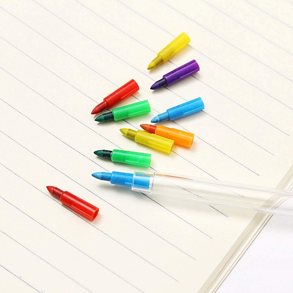 JZK 30 x Multicolor stacking crayons pencil pop crayon for kids children party favours party bag filler birthday gift for boy girl: Office Products