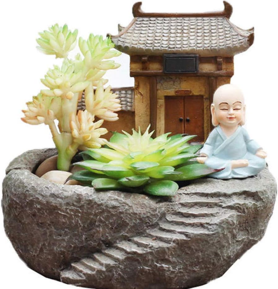 Resin Succulent Plant pots Monk with Temple๏ผPlants not Included