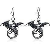 T-ztoss Gold Dinosaur Fantasy Statement Dragons Earrings Gothic Unique Animal Drop Dangle Earrings Earrings Mystical Moon Jewelry For Women (black-1)