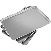 CROSSON 16× 24 Inch Cookie Sheet Pans Set of 3-Baking Tray Jelly Roll Pan Set Commercial Grade Aluminum Coated Statinless Steel Bun Pan for Oven,Freezer,Bakery Hotel Restaurant
