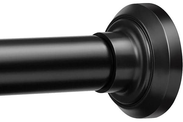 Matte Black Shower Curtain Rod Tension 30 to 76 Inches Never Rust Non-Slip Spring Tension Shower Rod No Drilling Stainless St