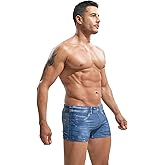 F plus R Men's Denim Print Swim Trunks