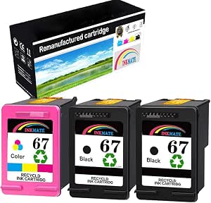 Amazon.com: Cartucho de tinta remanufacturado de repuesto para HP 67  3YM56AN 3YM55AN para impresora HP Envy 6000 Envy Pro 6400 Deskjet1200  Deskjet 2300 DeskJet 2700 DeskJet 4100 (2 negro + 1 tricolor) : Productos  de Oficina