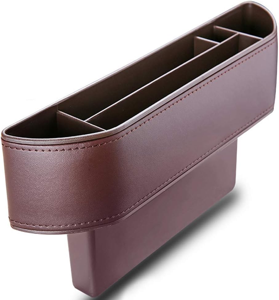 Emoly Car Seat Gap Filler, Premium PU Leather Console Side Pocket, Car Seat Pocket Organizer Catcher Caddy for CellPhones Wallet - Brown (Driver Side)