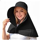 Peicees Wide Brim Sun Hats with Neck Flap Shawl for Women UV Protection Summer Fishing Hat for Beach Garden Hiking UPF 50+
