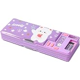 LilyBeauty Multifunctional Pencil Case Set for Girls and Boys, School Supplies Stationery with Calculator (Purple)