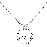 Small Sterling Silver wave charm necklace