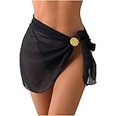 GORGLITTER Women's Sheer Mesh Cover Up Skirt Tie Side Wrap Metal Beach Coverups Swimsuit