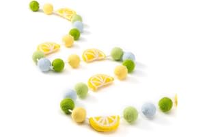 CINPIUK Lemon Garland Felt Ball Garland for Lemon Fruit Party Favor Tiered Tray Decor Wool Felt Lemons Banner