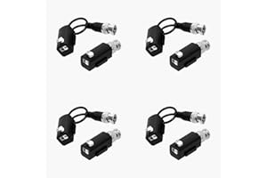 4 Pairs of eSecure HD-EV01P-03 HD Passive Video Balun Network Transceiver, HDTVI HDCVI AHD CVBS 3MP 4MP 5MP 4K Camera DVR CCTV System, BNC to UTP CAT 5/5e/6/6e RJ45 push terminal