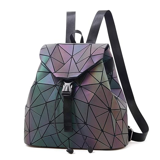 Nevenka Women Luminous Backpacks Geometric Drawstring Backpack Purse Ladies Holographic Bag 2019 (Luminous-A1)