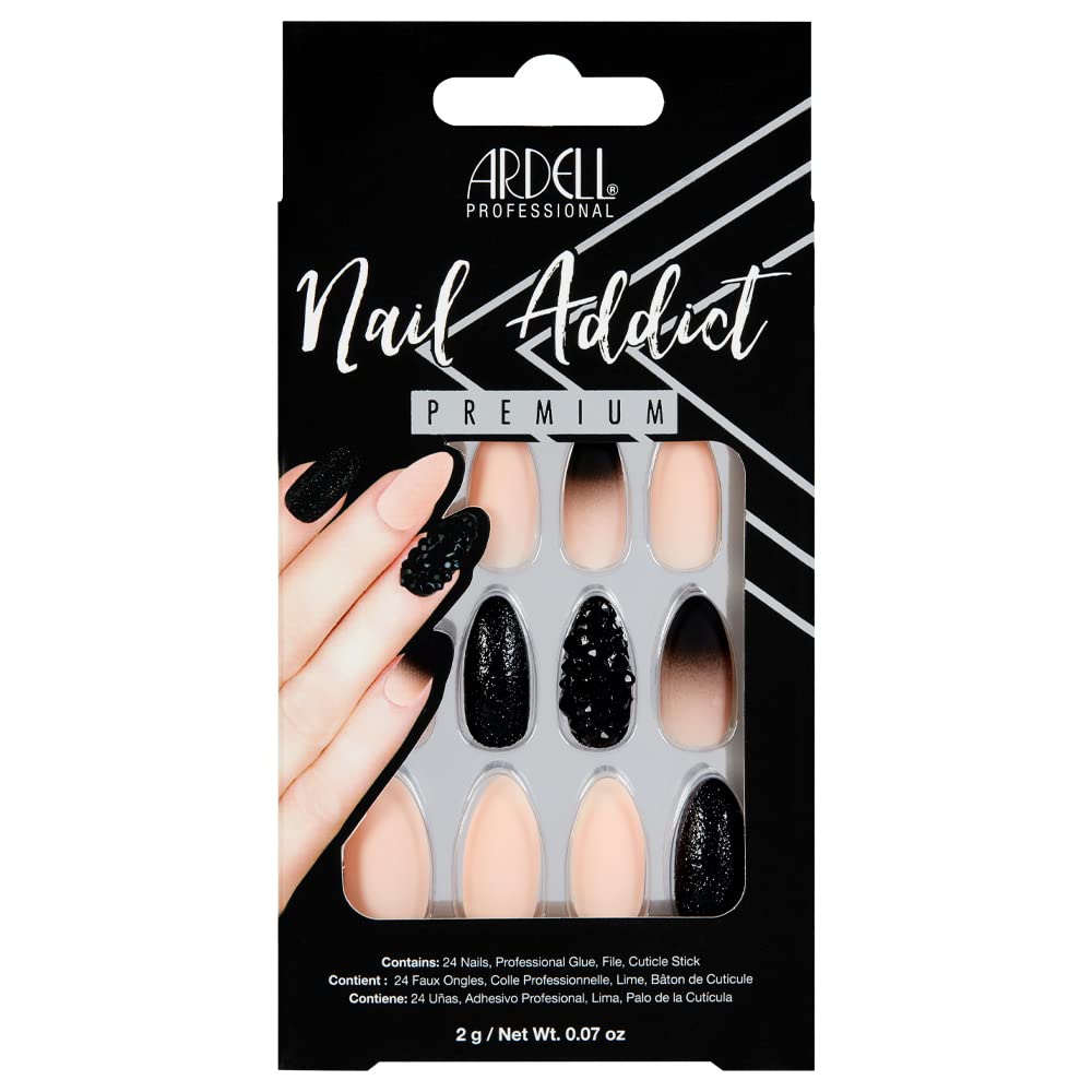 NAIL ADDICT black stud & pink ombre 1 u