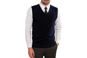 HAVYXAR Men’s V-Neck Sleeveless Sweater Vest – Solid Black Knit Vest for Men, Classic Pullover Style, Mens Sweater Vest