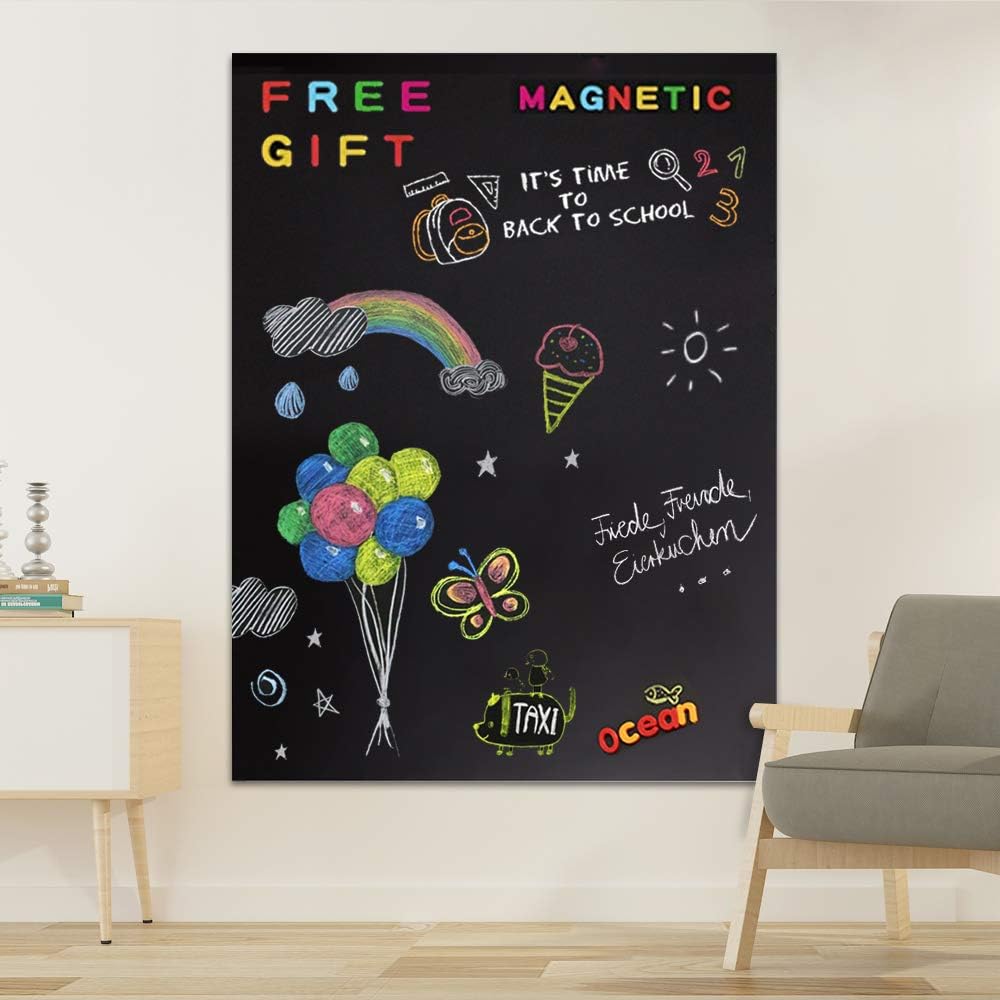 UCMD Magnetic Chalkboard Large Size 6.56x3.28 ft for Wall, Magnetic Wall Sheet, Black Board Contact Paper, Writing Blackboard for Kid