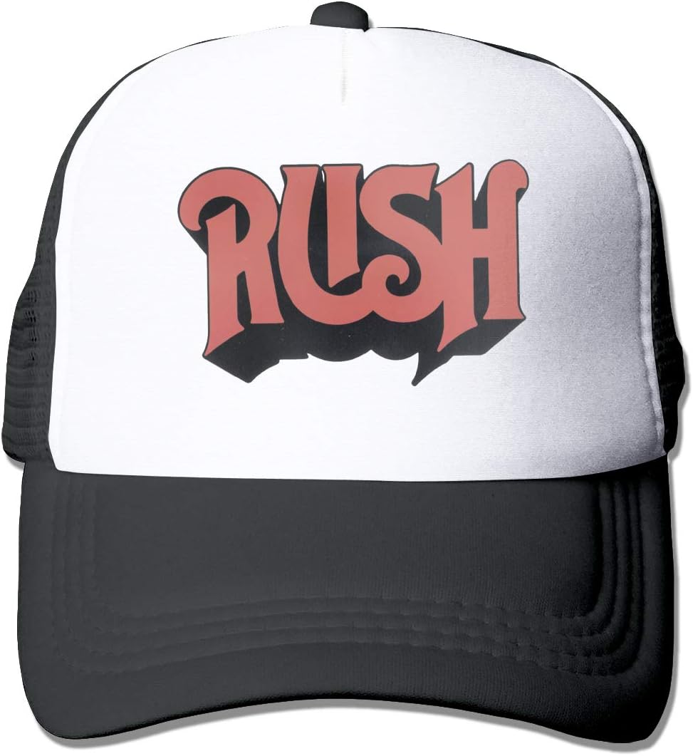 Huiliyuanshiye Personalized Mens Womens Cool Rush Logo Adjustable Trucker Mesh Cap, Black Trucker Hat
