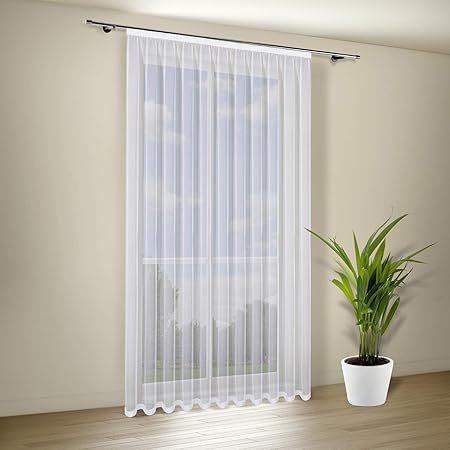 happy home cortina transparente milena en color blanco 300 x 245 cm