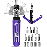 Ratchet Screwdriver Set, 14-in-1 Multi Bit Screwdriver Set, 180° Pivoting Adjustable Angle Screwdriver, for Home DIY, Electronics, Car Emergency and Garage
