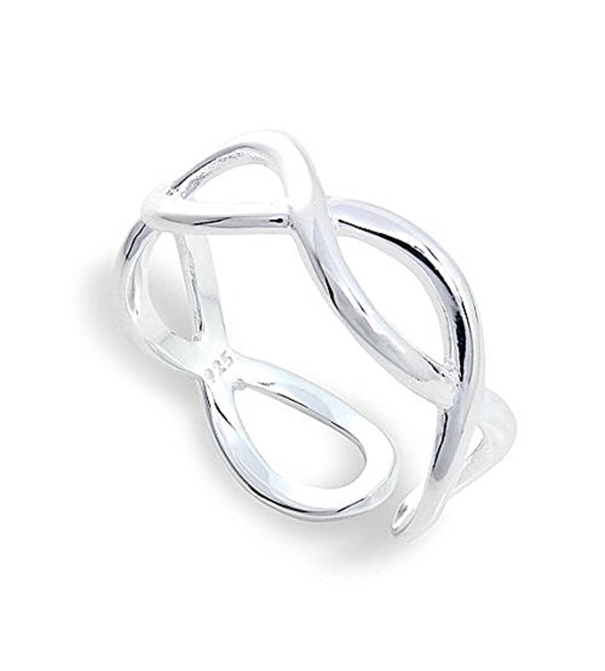 Iszie Silver Infinity Love Knot Braided Adjustable Thumb Women's Rings