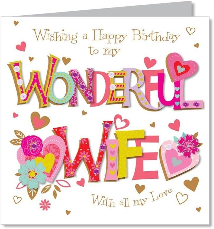 Large Luxury Handmade Wife birthday card by Talking Pictures Amazon.co