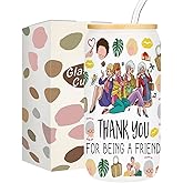 kdxpbpz Golden Inspired Iced Coffee Cup, Golden TV Show Fans Gift, 16 oz Coffee Glass Cup with Lid Straw, Birthday Christmas Gifts for Women Teen Girls Friend BFF, Thank You for Being A Friend
