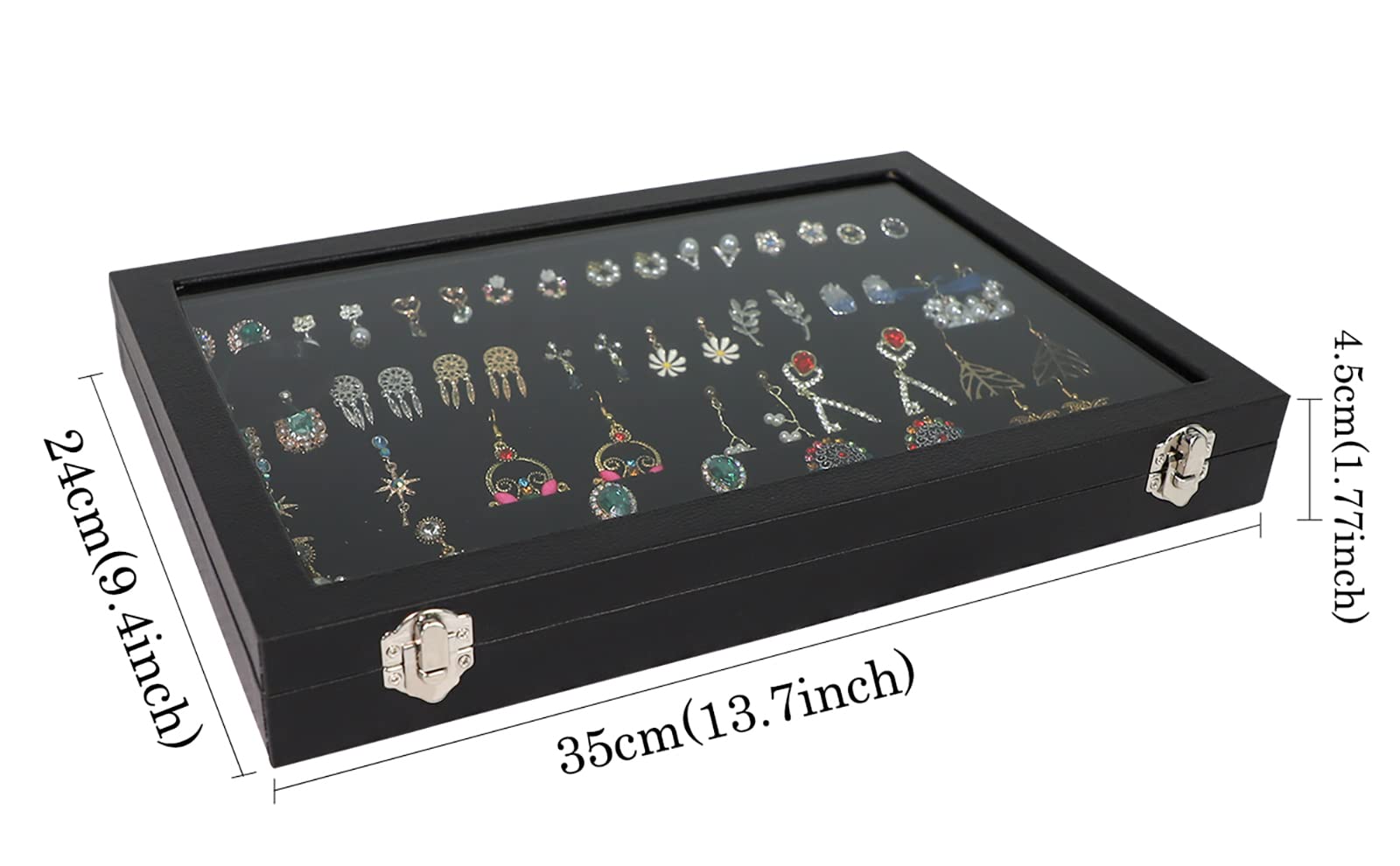 Wudygirl 32 Pairs Jewelry Organizer Velvet Jewelry Tray Clear Lid Earring HolderOrganizer Jewelry Box Earrings Holder Display Case Stackable（Earring Storage）